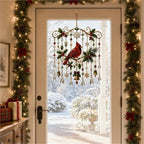 Handmade Christmas Stained Glass Window Decorative Hanging Ornaments Hummingbird Crystal Wind Chime Vintage Home Garden Entryway Fall Winter Decor Gifts(Christmas Train,Large) - Image 2