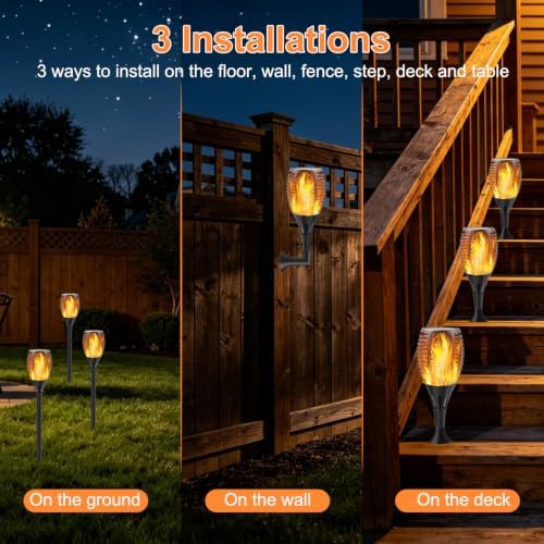 8Pack Flickering Solar Lights Outdoor Dancing Flame 3 Installation - Image 2