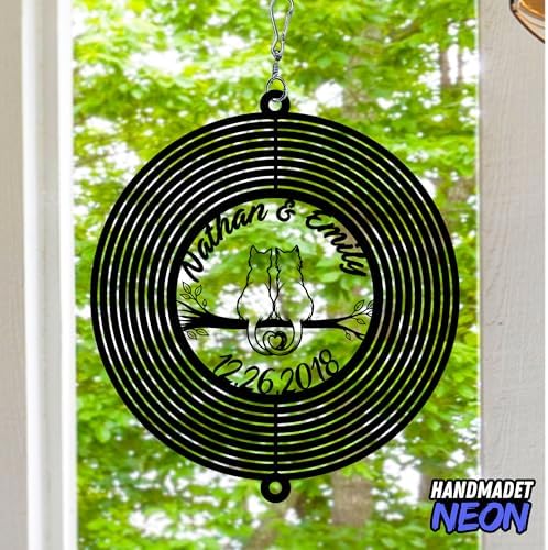 Personalized Cat Couple Wind Spinner, Custom Names & Date Metal Hanging with Cats, Outdoor Garden Yard Window Home Decor, Gifts for Couples, Anniversary, Birthday, Valentines, Lover - Image 5