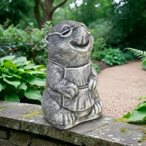 OLOMA Funny Mole Concrete Garden Statue Handmade Outdoor Animal Sculpture Vole Figurine Yard Lawn Flower Bed Patio Porch Rustic Decor Weather Resistant Ornament Whimsical Animals Lover Gift by OLOMA