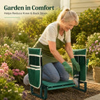 Garden Kneeler and Seat, 2-in-1 Folding Gardening Stool with 5 Adjustable Heights, 660 lbs Heavy Duty Steel Frame and 2 Tool Pouches - Image 7