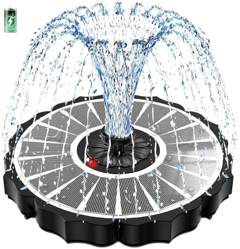 SZMP Solar Fountain, Works in Cloudy with 2000mAh Battery Backup, Glass Solar Powered Bird Bath Fountain with Smart Status Indicators, 3.5W, 8 Nozzles, for Garden, Outdoor (White) by SZMP