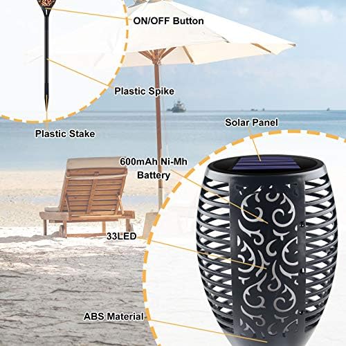 Large Solar Torch Light with Flickering Flame, 8 Pack - Image 7