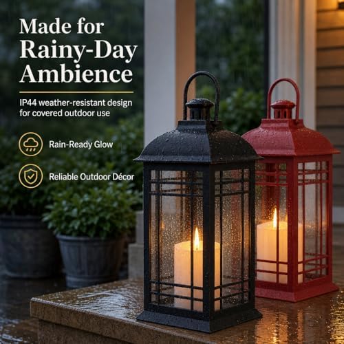 Wallsky Lanterns Decorative Indoor with LED Flickering Flameless Candles - Image 4
