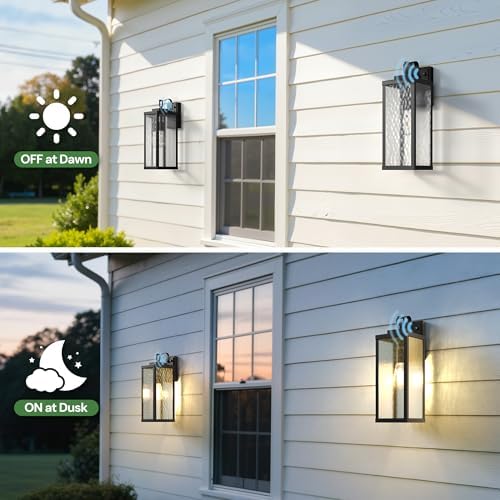 Outdoor Wall Lights, Exterior Lighting Fixtures with Water Ripple Shade 16" - Image 3