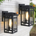 2 Packs Dusk to Dawn Outdoor Wall Lighting 9.76'', Black by MYHXQ