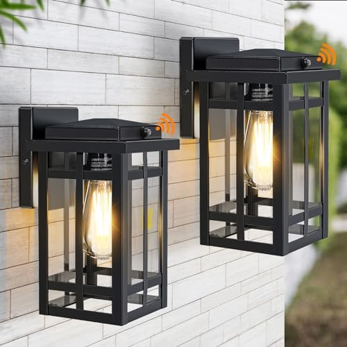 2 Packs Dusk to Dawn Outdoor Wall Lighting 9.76'', Black by MYHXQ