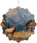 10 Inch Elk Cabin Wind Spinner for Yard and Garden, Wilderness Autumnal Snow-Capped Mountains Hanging Ornaments Outdoor 3D Kinetic Wind Sculpture Spinners Indoor Outdoor Patio Décor Ornaments Gift by Unknown