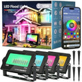 LED Flood Light Outdoor,RGB Waterproof (IP66) Flood Light with APP Control,15W Outdoor Color Changing with DIY Scene and Music Mode, Christmas Floodlights for Patio Courtyard Stage Weddings (4pack) by Monococo
