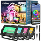 LED Flood Light Outdoor,RGB Waterproof (IP66) Flood Light with APP Control,15W Outdoor Color Changing with DIY Scene and Music Mode, Christmas Floodlights for Patio Courtyard Stage Weddings (4pack) by Monococo