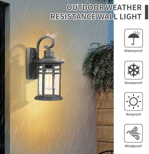 Outdoor Wall Light 2 Packs, Outdoor Porch Lights Wall Mount Exterior Sconces Lighting Fixtures Waterproof Outside Lantern Lamp for House Front Porch Patio Garage Doorway Garden - Image 3