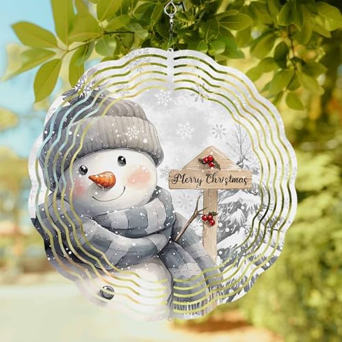 Christmas Wind Spinner Christmas Snowman Stainless Steel Spinner for Yard Garden Snowflake Snowy Scenery Wind Sculptures 12 Inch 3D Crafts Ornaments Hanging Wind Spinners for Outdoor & Indoor Decor - Image 7