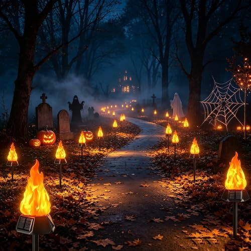 Toodour Solar Halloween Lights Outdoor, 8 Pack Solar Torch Light Waterproof - Image 4