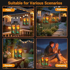 Solar Lantern Outdoor Waterproof Desert Landscape Saguaro Cactus Flowing River Stained Glass Style Garden Decor LED Hanging Solar Lights Tabletop Lamp Gifts for Women Mom Outside Yard Patio Porch - Image 6