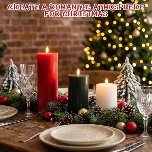 Retisee 3 Pcs 6/8/12" Christmas Flameless LED Candles Decorations for Home - Image 3