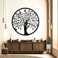 Bellaa 20193 Metal Wall Decor Tree Circle of Life Birds Nature Round Sign Indoor Living Room Rustic Art Outdoor Garden Patio Decor by Bellaa