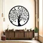 Bellaa 20193 Metal Wall Decor Tree Circle of Life Birds Nature Round Sign Indoor Living Room Rustic Art Outdoor Garden Patio Decor by Bellaa