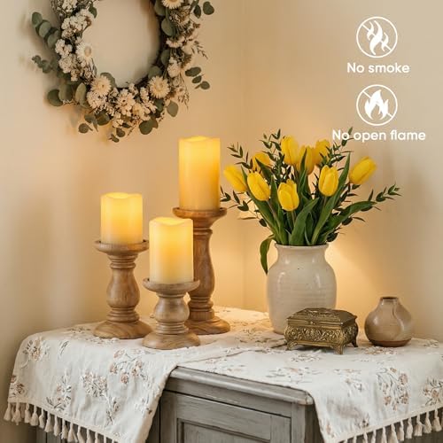 Amagic Waterproof Outdoor Flameless Candles with Timer, Battery Operated Candles with Remote Control, Electric LED Pillar Candle for Outside Patio, Garden, Wedding Decor, D3 x H4 5" 6", Set of 9 - Image 6
