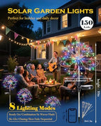 Solar Garden Lights Outdoor Yard Decorations, 4 Pack 150Leds Pathway Light, Fairy Firework Stake Lights for Garden, Patio, Pathway, Flowerbed Multicolor - Image 2