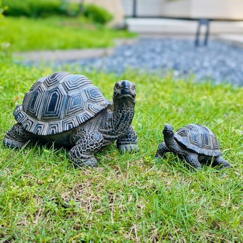 2 Pcs Turtle Outdoor Statue, Tortoise Garden Figurine, Resin Garden Turtles Outdoor Decor for Patio, Lawn, Yard, Pond, Housewarming Mom Gifts by Unknown