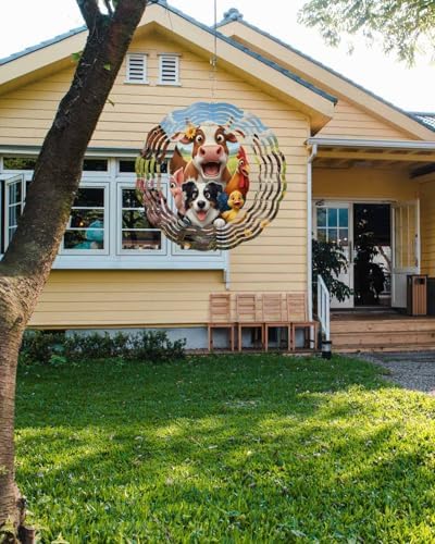 Farmhouse Wind Spinner for Garden Yard 12In, Funny Cow Horse Pig Face Cute Dog Duck Chicken Donkey 3D Stainless Steel Kinetic Hanging Wind Spinners Rustproof Outdoor Decor for Lawn Patio Home - Image 6