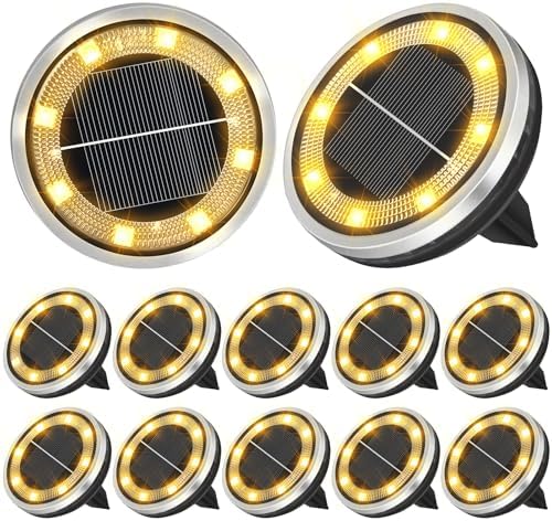 12 Pack Solar Ground Lights Outdoor Waterproof Garden Lights for Yard Lawn by ZAIYW