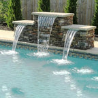 AquaMiracle Pond Waterfall Kit with LED Lights Stainless Steel Spillway - Image 2