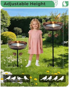 13" Metal Bird Bath for Outside 3" Deep Removable Bowl with Stake - Image 5