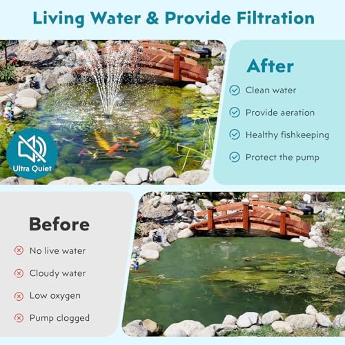 POPOSOAP Pond Filter with Fountain Kits, 660GPH Pond Pump Filter Built-in RGB LED Lights with Remote Controller, Pond Filters for Outdoor Ponds Clean, Clear and Water Features P2326D - Image 2