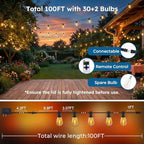 GvvooHome 100FT Outdoor String Light with S11 Plastic Bulbs, Low-Voltage LED Patio Light with App & Remote, Music Sync, 4 Lighting Modes, Dimmable & Waterproof for Backyard, Porch, Garden, Deck, Party - Image 7