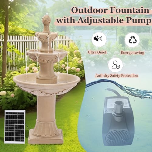 MAGIC UNION 48.4" Outdoor Solar Water Fountain,Italian Roman Style,Natural - Image 5