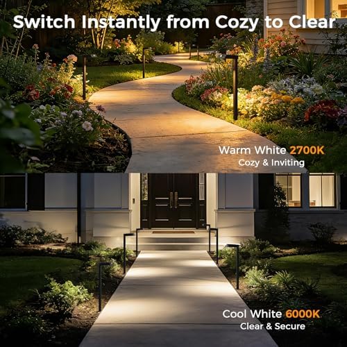 XMCOSY+ Solar Pathway Lights, 8 Pack Metal Motion Sensor Outdoor Lights - Image 2
