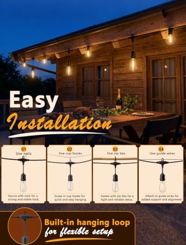 30FT 19-Light T Shape Outdoor String Lights, ST38 G40 Patio Lights - Image 4