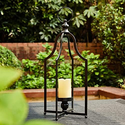 Glitzhome 22" H Modern Farmhouse Black Metal Lantern Decorative Hanging Candle Lanterns (Large) - Image 7