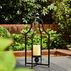 Glitzhome 22" H Modern Farmhouse Black Metal Lantern Decorative Hanging Candle Lanterns (Large) - Image 7