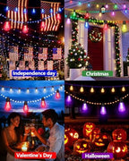 Flacchi Smart Outdoor Patio Lights - 46ft Smart S14 Christmas String Lights, Waterproof Shatterproof Bluetooth APP Remote Control Dimmable for Balcony, Backyard, Party, Holiday (RGB & Warm White) - Image 2