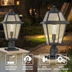 Large Outdoor Post Light Fixture, Colonial Exterior Pillar Lantern with Black Finish & Clear Glass, Vintage Pier Mount Pole Light Lamp for Garden, Backyard, Courtyard, Patio, Pathway, Walkway - Image 2
