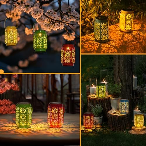 4 Pack Solar Lanterns Outdoor Waterproof Rose Solar LED Lights Garden Decor - Image 2