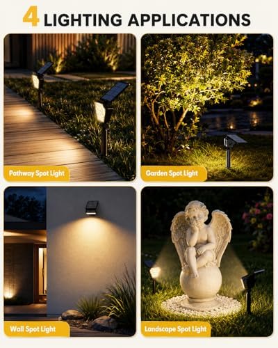 Solar Spot Lights Outdoor Waterproof, Warm White Solar Spotlights, 6 Packs - Image 6