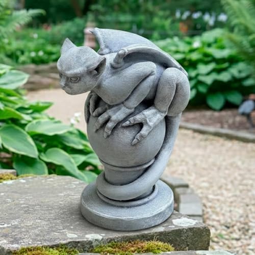 OLOMA Gargoyle Statue Concrete Fantasy Creature Sculpture Gothic Garden Decor Halloween Monster Figurine Dark Art Ornament Outdoor Yard Decor by OLOMA