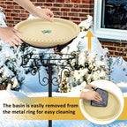 Heated Bird Bath for Outdoors Winter, 100W Heated Birdbath with Stake Khaki - Image 4
