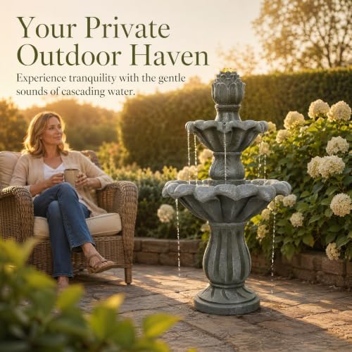 European Style Tiered Garden Fountain, Resin Outdoor Water Feature - Image 3