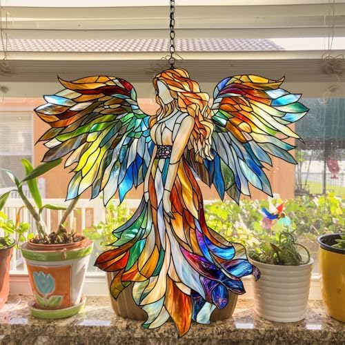 Rainbow Angel Tiffany Style Acrylic Suncatcher - Image 4