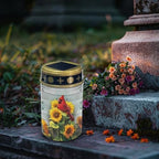 Poceacles Cardinal Sunflower Wood Grain Solar Lights Outdoor Solar Powered Outdoor Cemetery Stake Candle Grave Solar Lamp Landscape Lighting Waterproof Grave Flameless Candle, Pack of 2 - Image 3