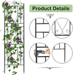 unho 2 Pack 71.6x20in Iron Arch Garden Trellis with Black Metal - Image 3
