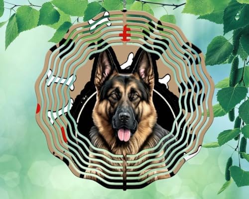 Liberty Flags & Gifts 8 Inch German Shepherd GSD Dog Puppy Hanging Wind Spinner Yard Decor Aluminum Sublimated Garden Art Indoor Outdoor 3D Kinetic 8rws-047, Blue by Unknown