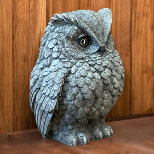 Painted Night Owl Statue Detailed Owl Sculpture Backyard Art Wild Life Decoration Cement Night Owl - Image 3
