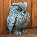 Painted Night Owl Statue Detailed Owl Sculpture Backyard Art Wild Life Decoration Cement Night Owl - Image 3