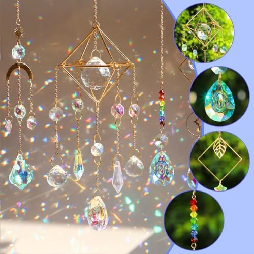 CREATCABIN 400Pcs DIY Suncatchers Making Kits Crystal Sun Catcher Kit Prism Suncatcher Supplies Craft Stained Glass Window Hanging with Rainbow Maker Pendant for Adults Indoor Outdoor Garden Decor - Image 4
