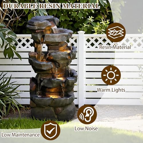 Sunlinua 42H Realistic Tree Trunk Outdoor Water Fountain with 5 Tiers - Image 4